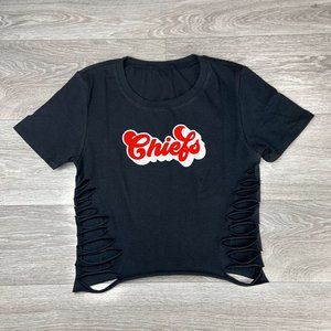 Black Kansas City Chiefs Football Crop Top Shirt